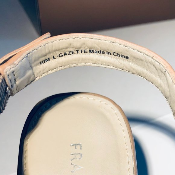 Franco Sarto Tan Leather Perforated Sling Back Heeled Sandals 10M - Picture 8 of 11